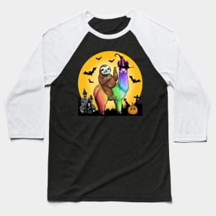 Zombie Sloth Riding Llama Unicorn Witch Baseball T-Shirt